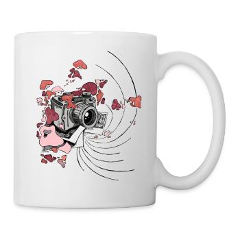 Appareil photo avec des éclaboussures de couleur [rouge] - Mug blanc - blanc - Droite