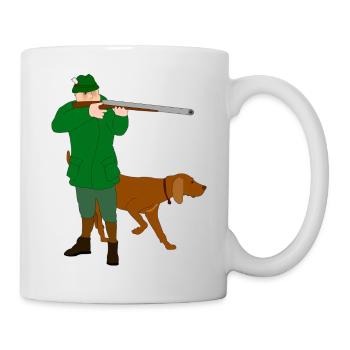 Chasse, chien, chasseur - Mug blanc - blanc - Droite
