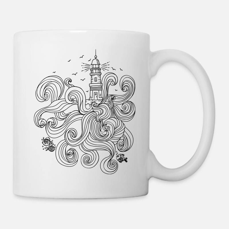 Lighthouse with wild waves - Mug - white