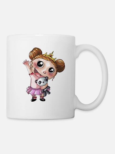 Agitant la fille de dessin animé avec panda - Mug blanc - blanc