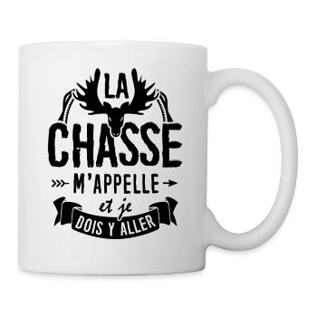 T-shirt pour Chasseur - La Chasse m"appelle - Mug blanc - blanc - Droite