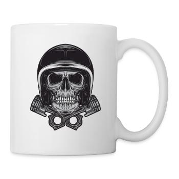 Motorradhelm Skelett! Geschenkidee Motorrad - Tasse - Weiß - Rechts