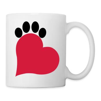 Coeur et patte chat - Mug blanc - blanc - Droite