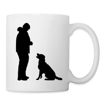 Hund sitzt vor - Tasse - Weiß - Rechts