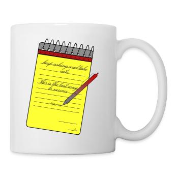 Notizblock und Bleistift - Tasse - Weiß - Rechts