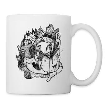 Molly and the Wolf reading a Book - Tasse - Weiß - Rechts