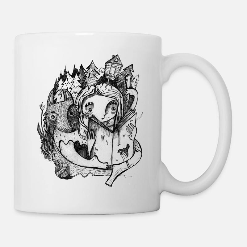 Molly and the Wolf reading a Book - Tasse - Weiß