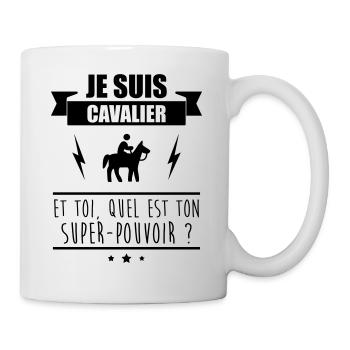 Super-Pouvoir, cavalier, cadeau cheval, poney - Mug blanc - blanc - Droite