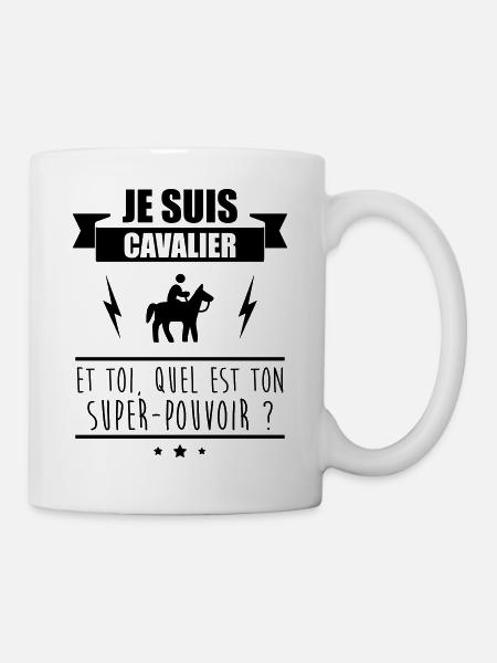 Super-Pouvoir, cavalier, cadeau cheval, poney - Mug blanc - blanc