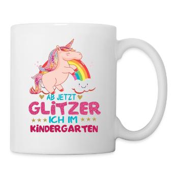 Kindergarten Mädchen Einhorn Glitzer Pink Geschenk - Tasse - Weiß - Rechts