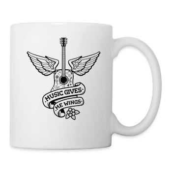 Music Gives Me Wings - Old School Tattoo Guitar. - Mug - white - Right