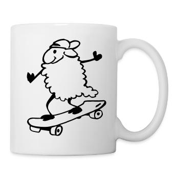 Schaf auf Skateboard - Tasse - Weiß - Rechts