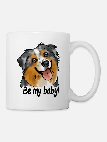 Australian Shepherd "Be my baby!" - Mug - white