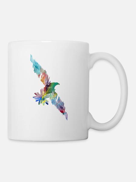 adler stencil bunt - Tasse - Weiß