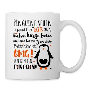 Lustig Pinguin Diät dick Tier fett Spruch Geschenk - Tasse - Weiß - Rechts
