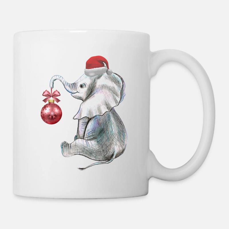 Weihnachten, lustige Elefant - Tasse - Weiß