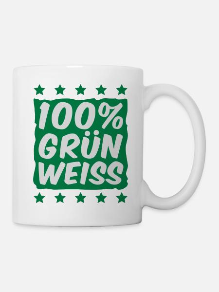 100_prozent_gruen_weiss__f2 - Tasse - Weiß