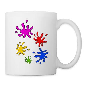 Bunte Farbkleckse - Tasse - Weiß - Rechts