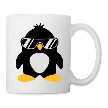 Cool oiseau pingouin chef mignon avec des lunettes de soleil - Mug blanc - blanc - Droite