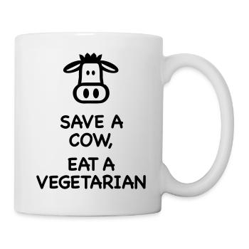 Save a cow eat Vegetarian - Tasse - Weiß - Rechts
