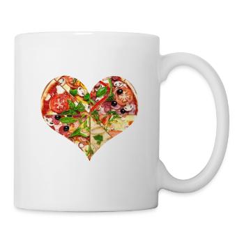 Pizza T-Shirt Pizza Heart Pizzafan Gift Idea - Mug - white - Right