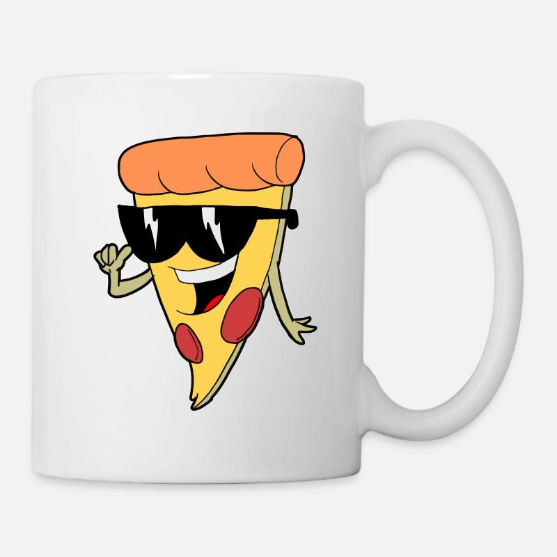 Lustige Pizza mit Sonnenbrille coole Geschenkidee - Tasse - Weiß