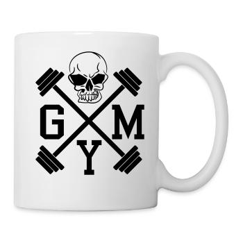 GYM Hanteln Bodybuilding Totenkopf Skull 1c - Tasse - Weiß - Rechts