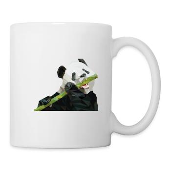 Panda Bambus essen süß Mosaik Illustration - Tasse - Weiß - Rechts