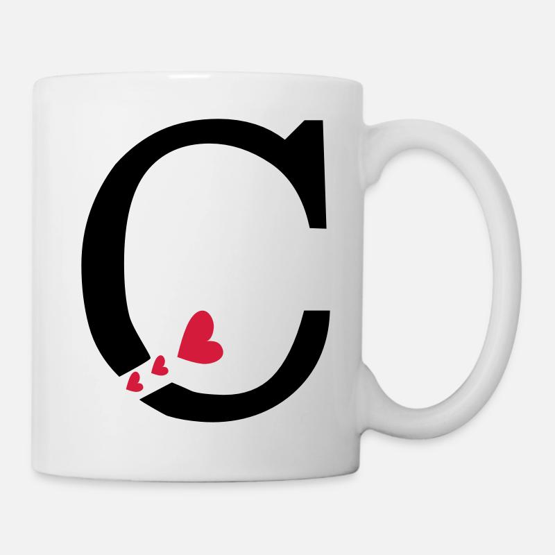 Großbuchstabe C mit Herzen - Tasse - Weiß