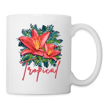 Jungle Leafs Tropical Design Hibiscus + Jungle - Mug - white - Right