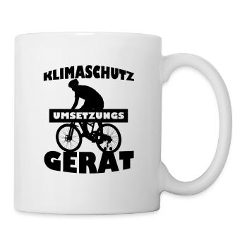 Klimaschutz Fahrrad lustig Umwelt Idee - Tasse - Weiß - Rechts