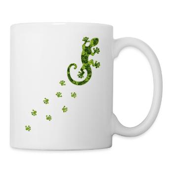 Gecko with hibiscus, taps, feet, footprint animals - Mug - white - Right