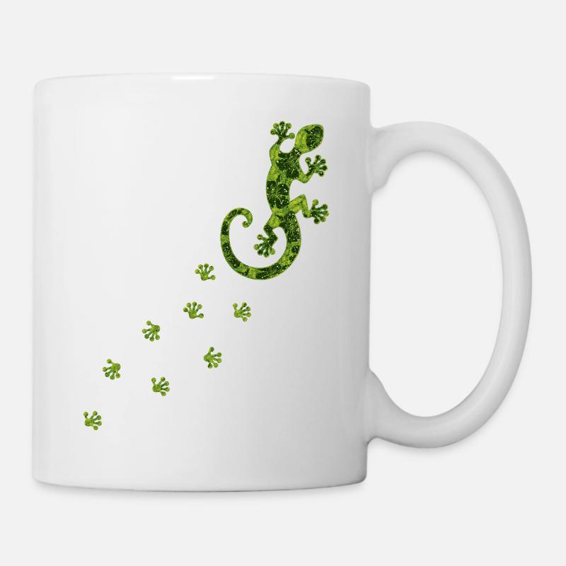 Gecko with hibiscus, taps, feet, footprint animals - Mug - white
