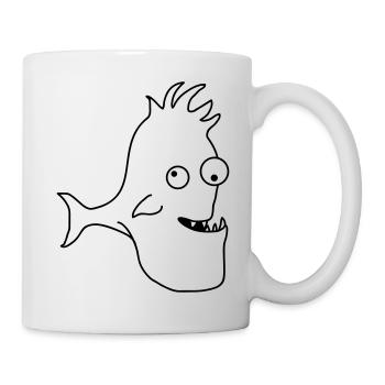 Stupid Crazy Comic Fish - Tasse - Weiß - Rechts