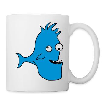 Stupid Crazy Comic Fish - Tasse - Weiß - Rechts