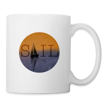 Bateau à voile dans la brume du coucher du soleil - Mug blanc - blanc - Droite