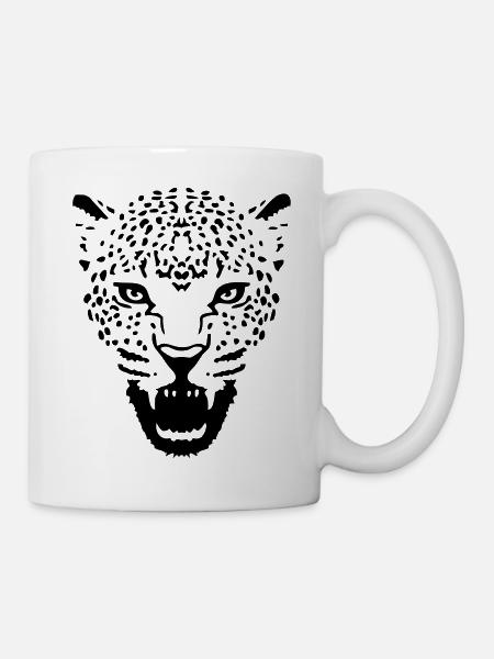 katzenkopf katzen leopard panther cougar - Tasse - Weiß