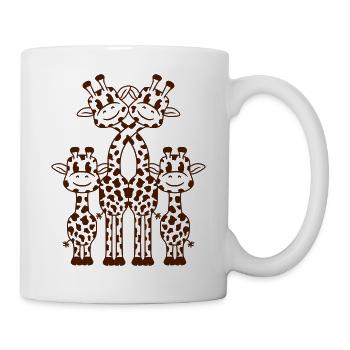 Cute giraffe family 2 children mom dad giraffe - Mug - white - Right