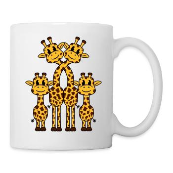 Cute giraffe family 2 children mom dad giraffe - Mug - white - Right
