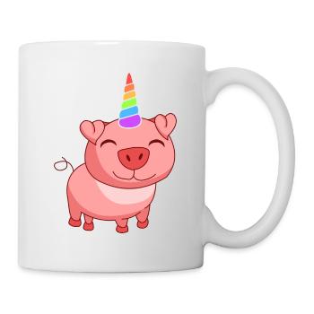 Schwein Einhorn magisches Schweinchen mit Einhorn - Tasse - Weiß - Rechts