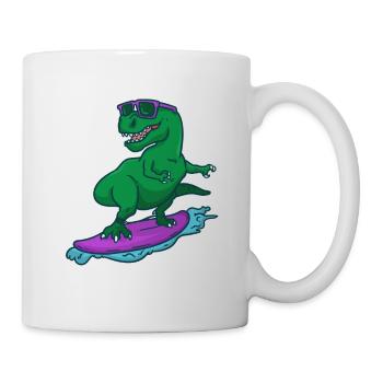 Surfer Dino T-Rex on surfboard surfer gift - Mug - white - Right