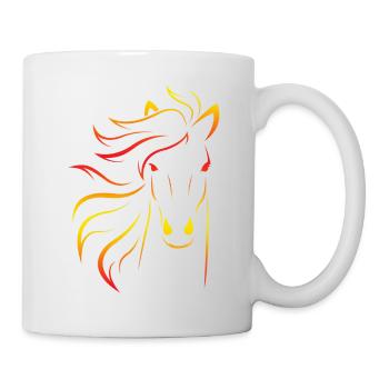 Horse head silhouette orange yellow red gift - Mug - white - Right