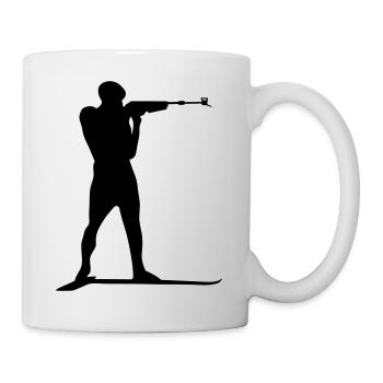 drawing, silhouette, modern biathlon - Mug - white - Right