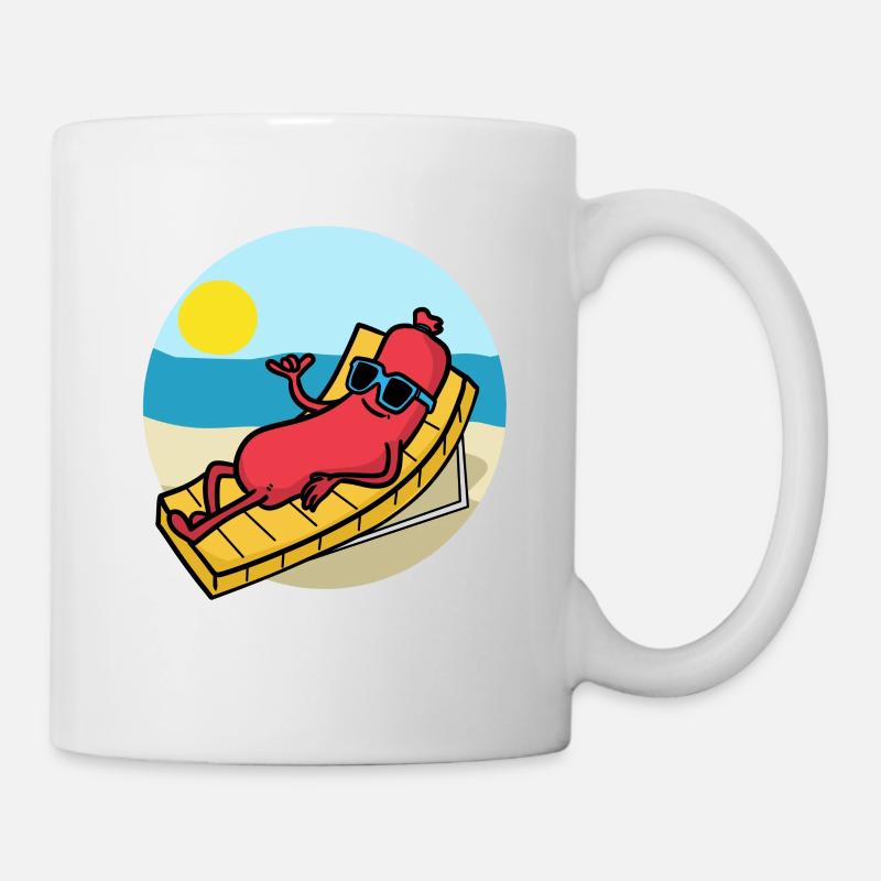 Wurst im Urlaub Sausage Vacation - Tasse - Weiß