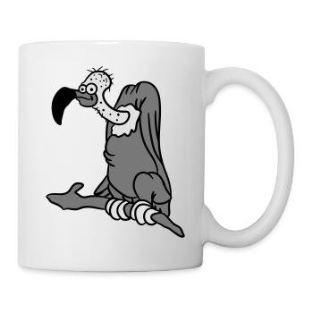 Funny comic cartoon Vulture on branch - Mug - white - Right