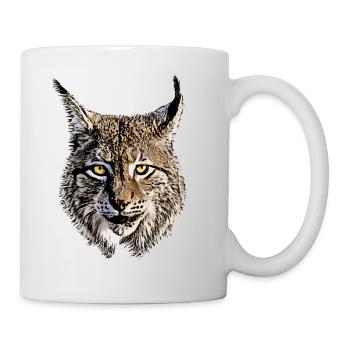 Luchs Raubkatze Raubtier Tier coole Katze Lynx - Tasse - Weiß - Rechts