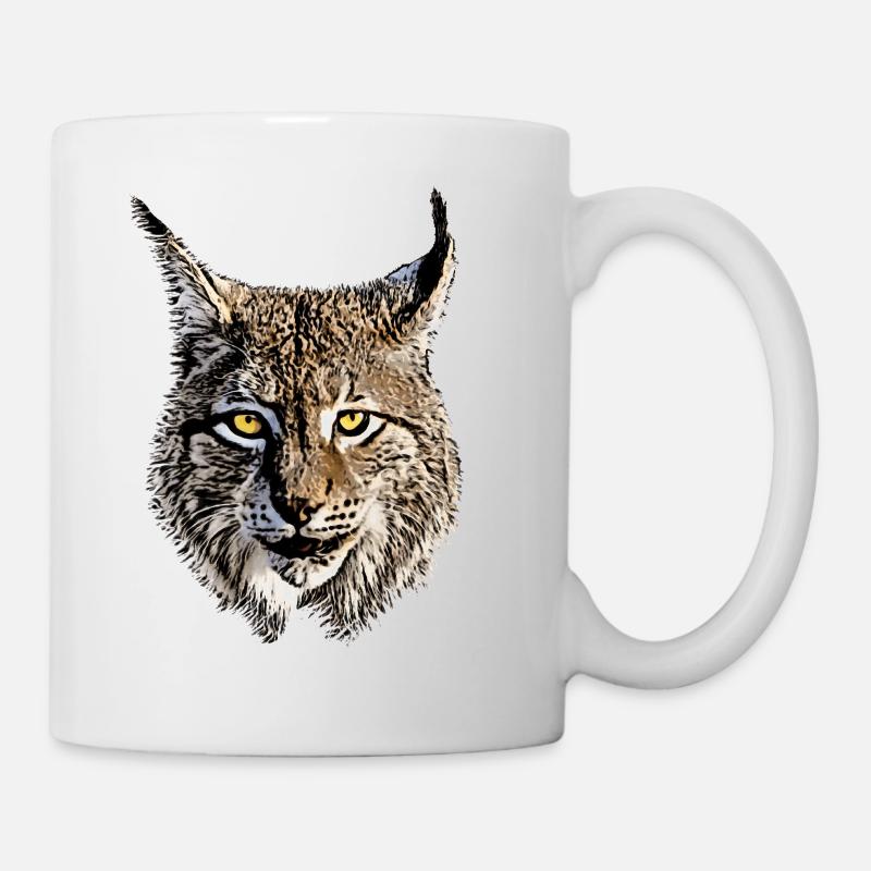 Luchs Raubkatze Raubtier Tier coole Katze Lynx - Tasse - Weiß