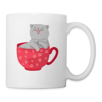 BKH Katze in einer Tasse Kaffee Katzen Geschenk - Tasse - Weiß - Rechts