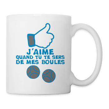 aime quand sert boules petanque like - Mug blanc - blanc - Droite