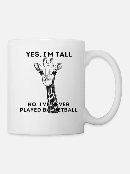 Girafe oui je suis grand je n'ai jamais joué au basket - Mug blanc - blanc